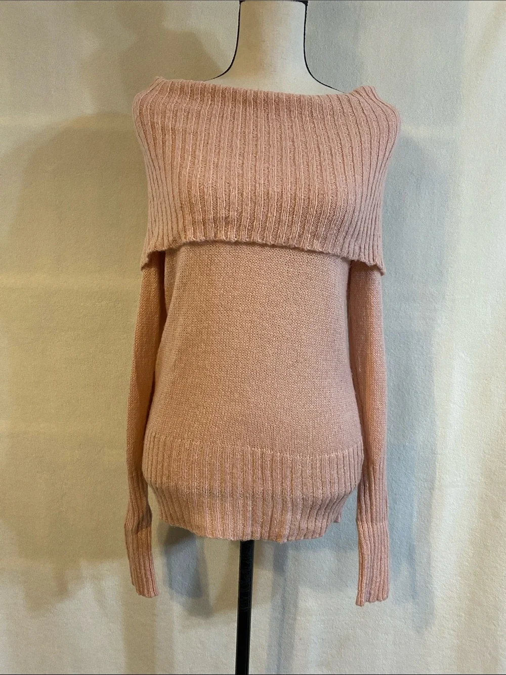 J. Crew dusty pink Chalet wool mohair knit cowl turtleneck sweater